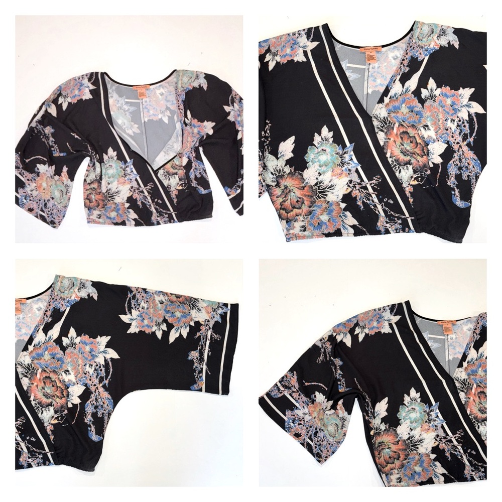 Anthropologie Flying Tomato Kimono Crop Blouse M